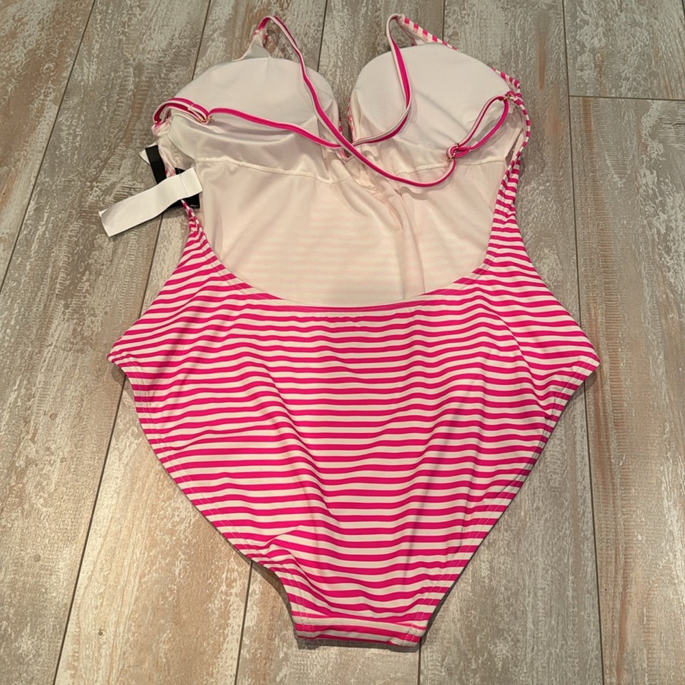 KATE SPADE‎ Radiant Pink, White & Purple Striped One Piece Swimsuit NWT - Picture 2 of 7
